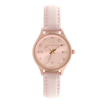 Ladies pink leather strap watch te10025265